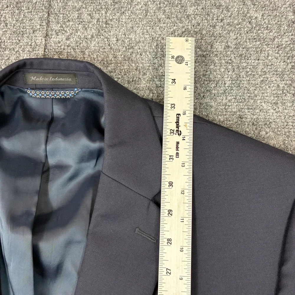 Lauren Ralph Lauren Mens Navy Blue Wool Blend Blazer Gold Crest Buttons 46L